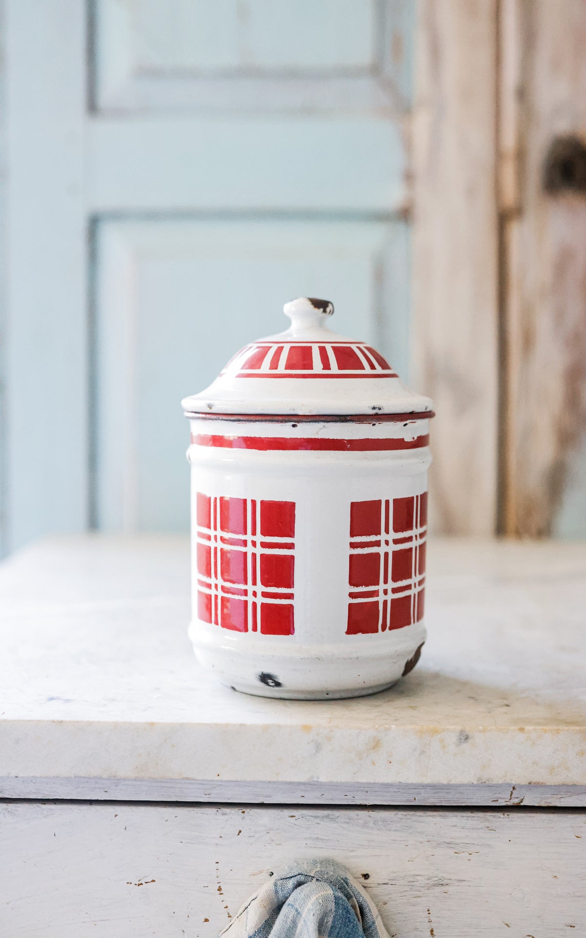 Vintage French Enamelware Canister