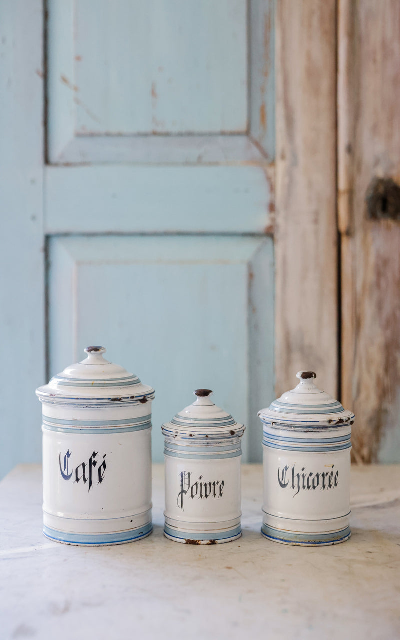 Vintage French Enamelware Canister