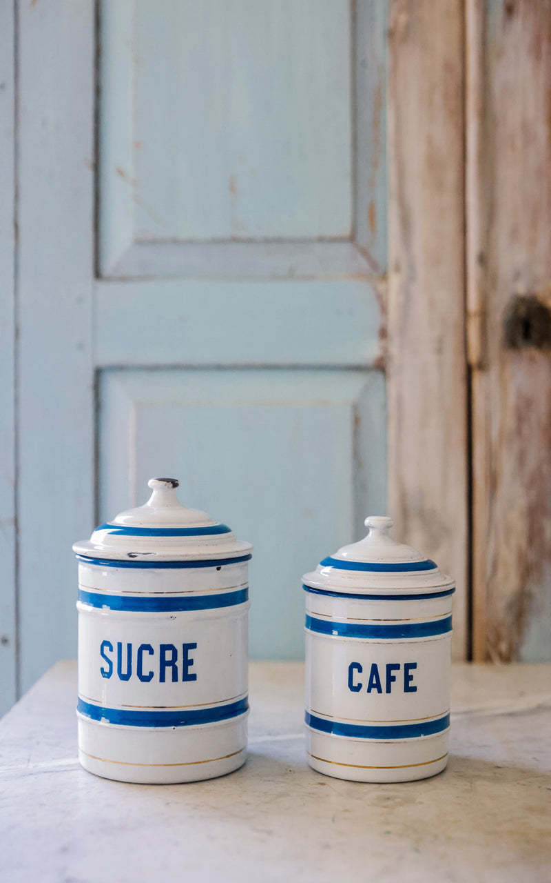 Vintage Belgian Enamelware Canister
