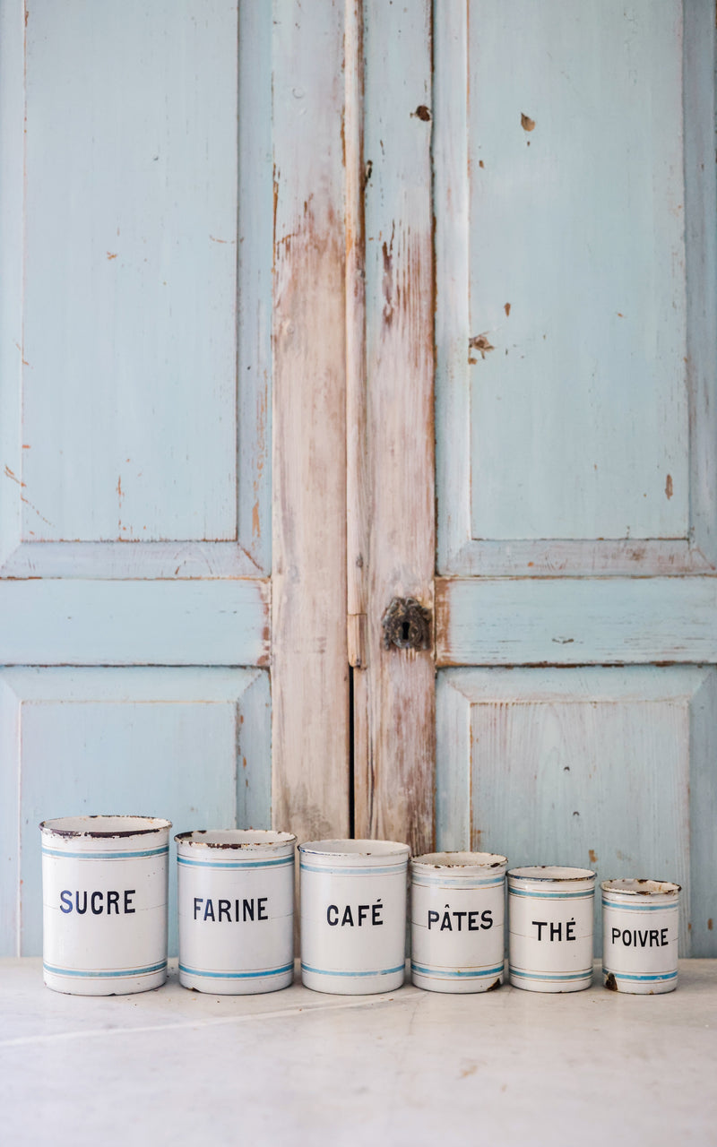 Vintage French Enamelware Canister