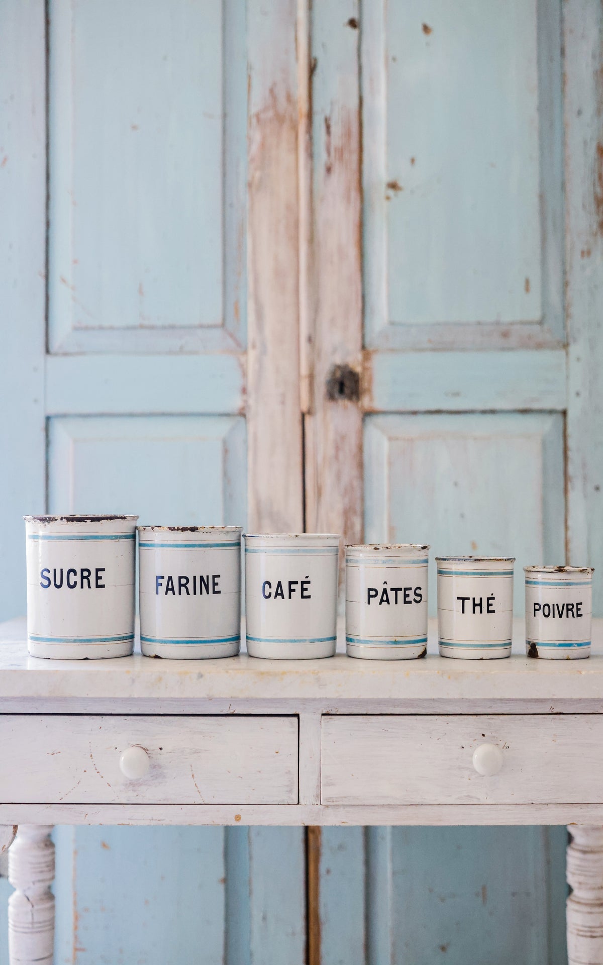 Vintage French Enamelware Canister