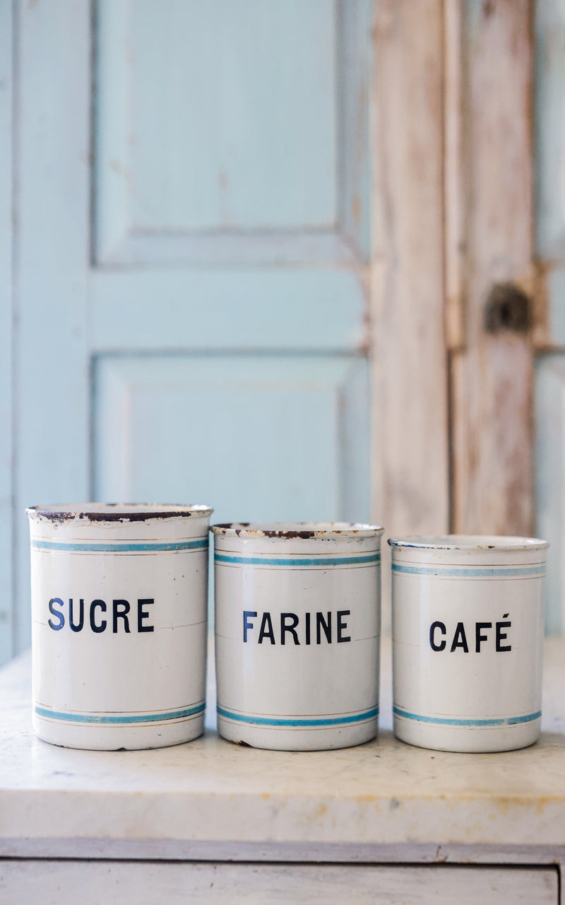 Vintage French Enamelware Canister