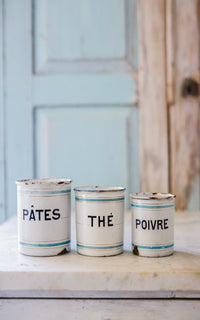 Vintage French Enamelware Canister