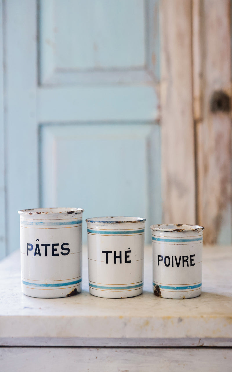 Vintage French Enamelware Canister