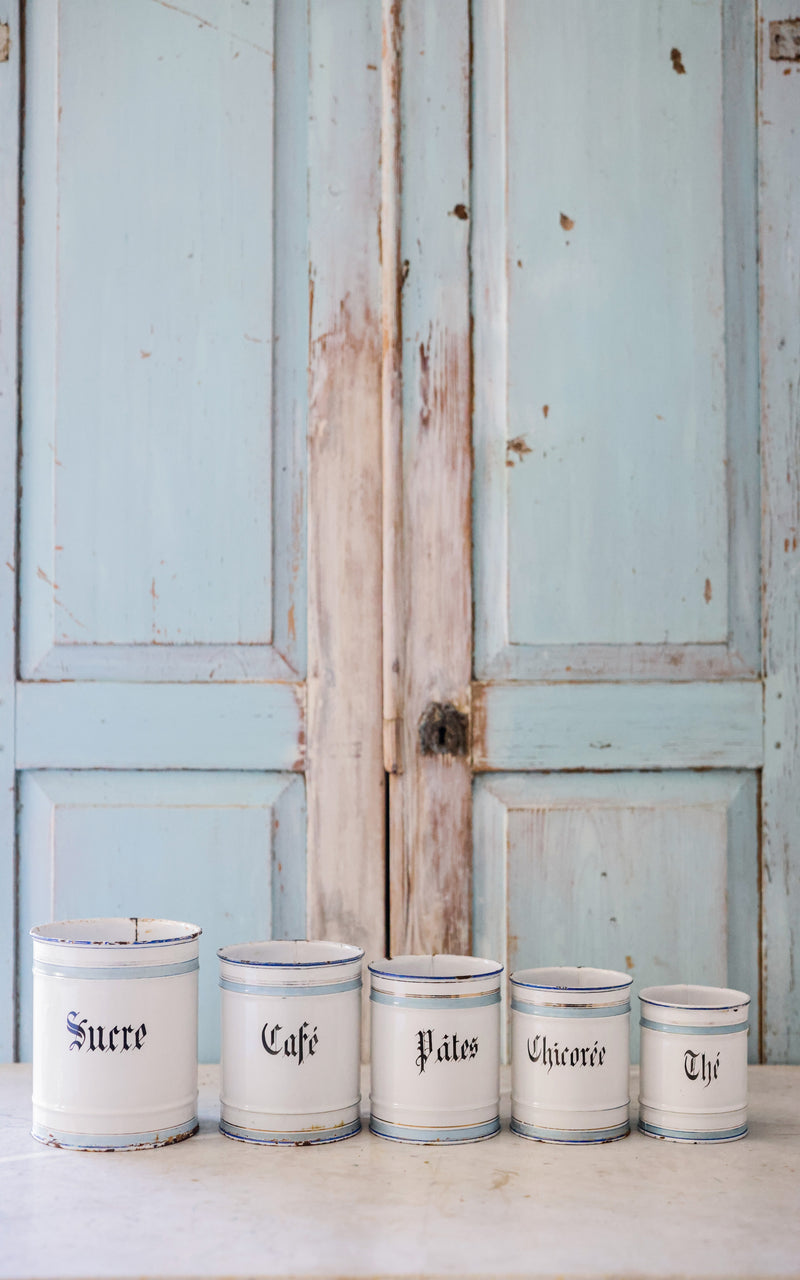 Vintage French Enamelware Canister