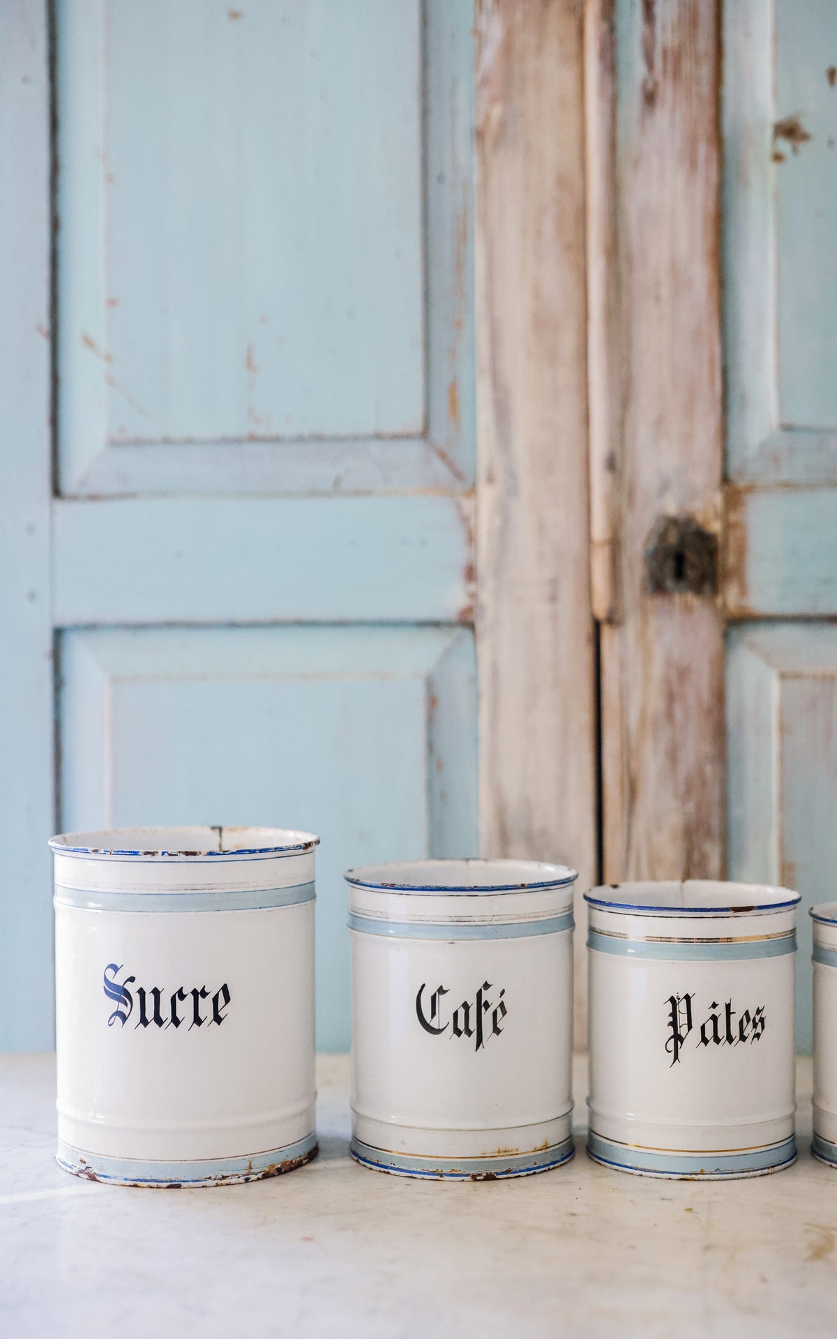 Vintage French Enamelware Canister