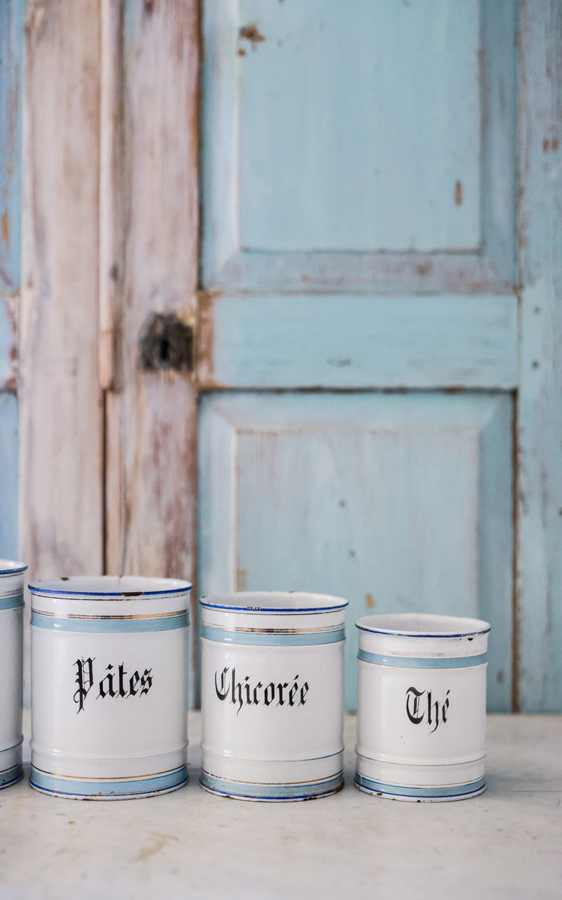 Vintage French Enamelware Canister