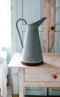 Large Vintage French Zinc Pitcher