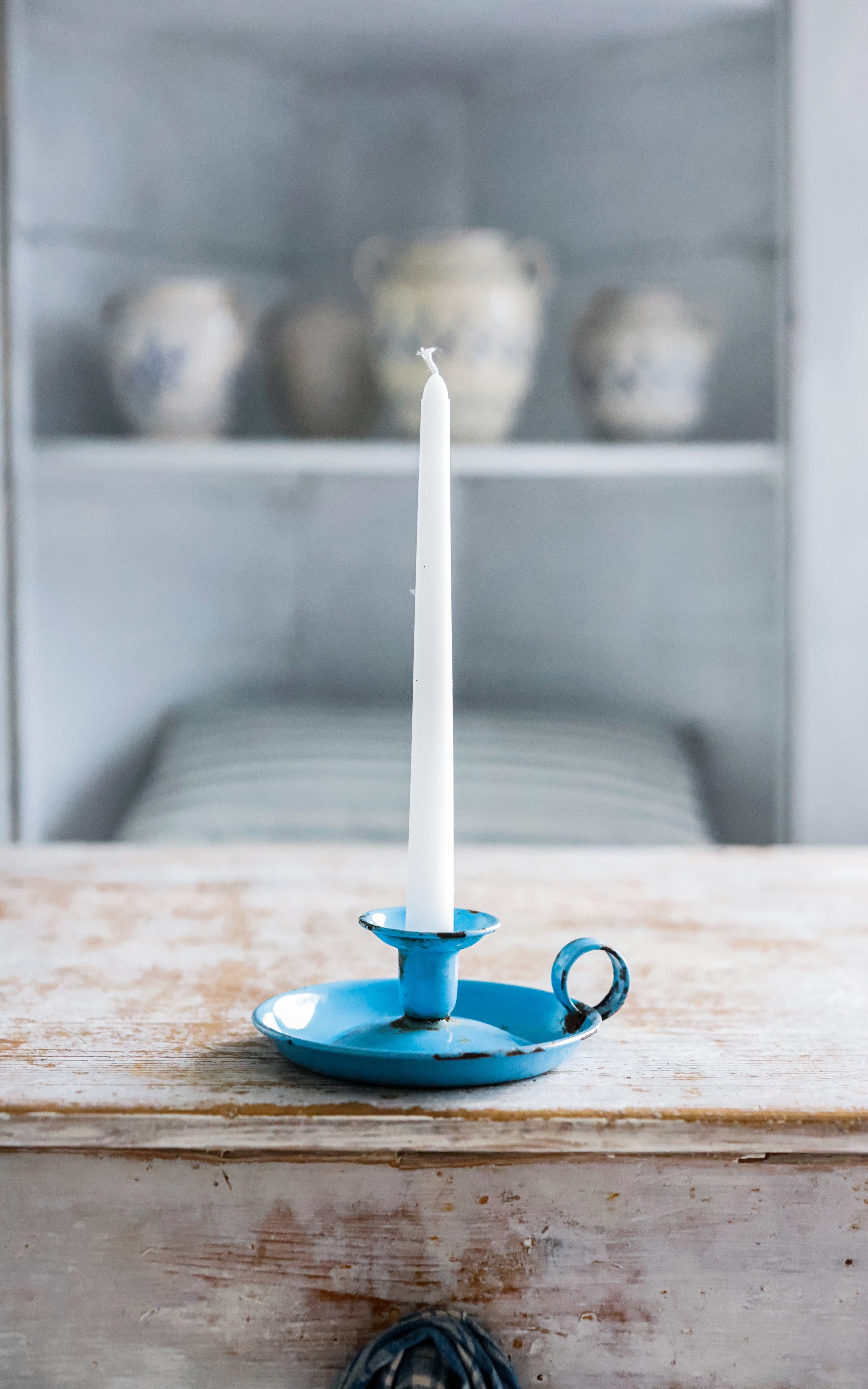 Vintage French Enamelware Candle Holder