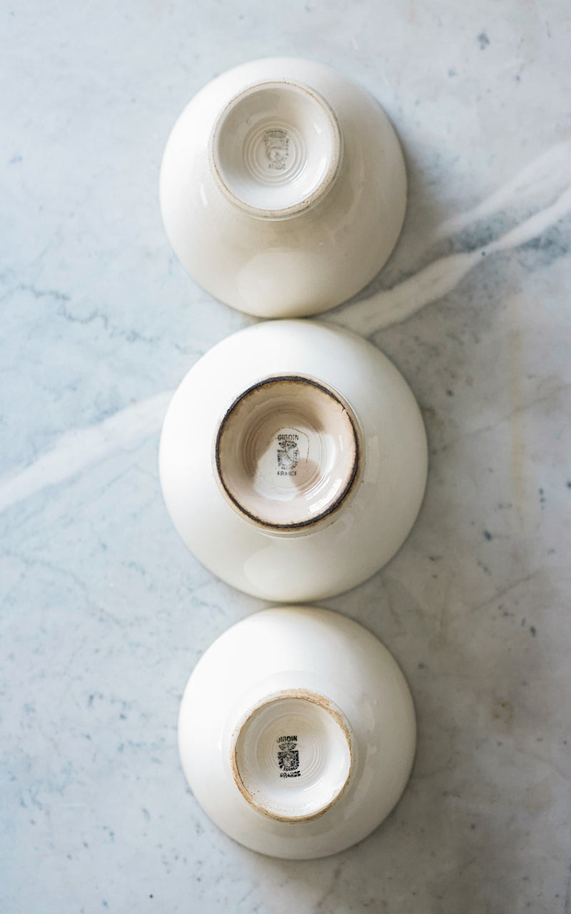 Set of Three Vintage French Cafe Au Lait Bowls