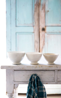 Set of Three Vintage French Stoneware Cafe Au Lait Bowls