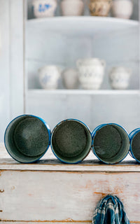 One Vintage French Enamelware Canister