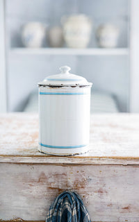 Vintage French Enamelware Canister