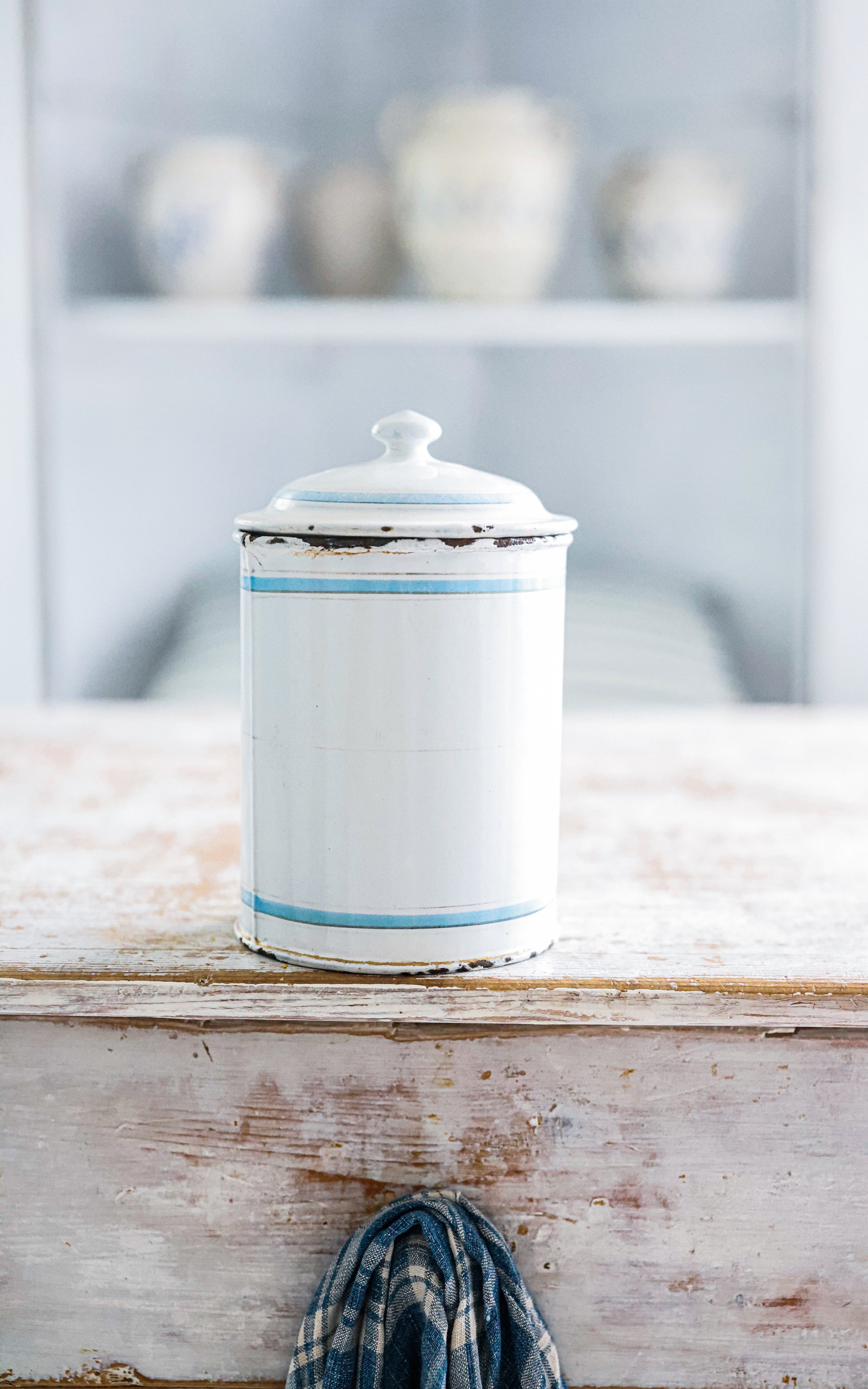Vintage French Enamelware Canister