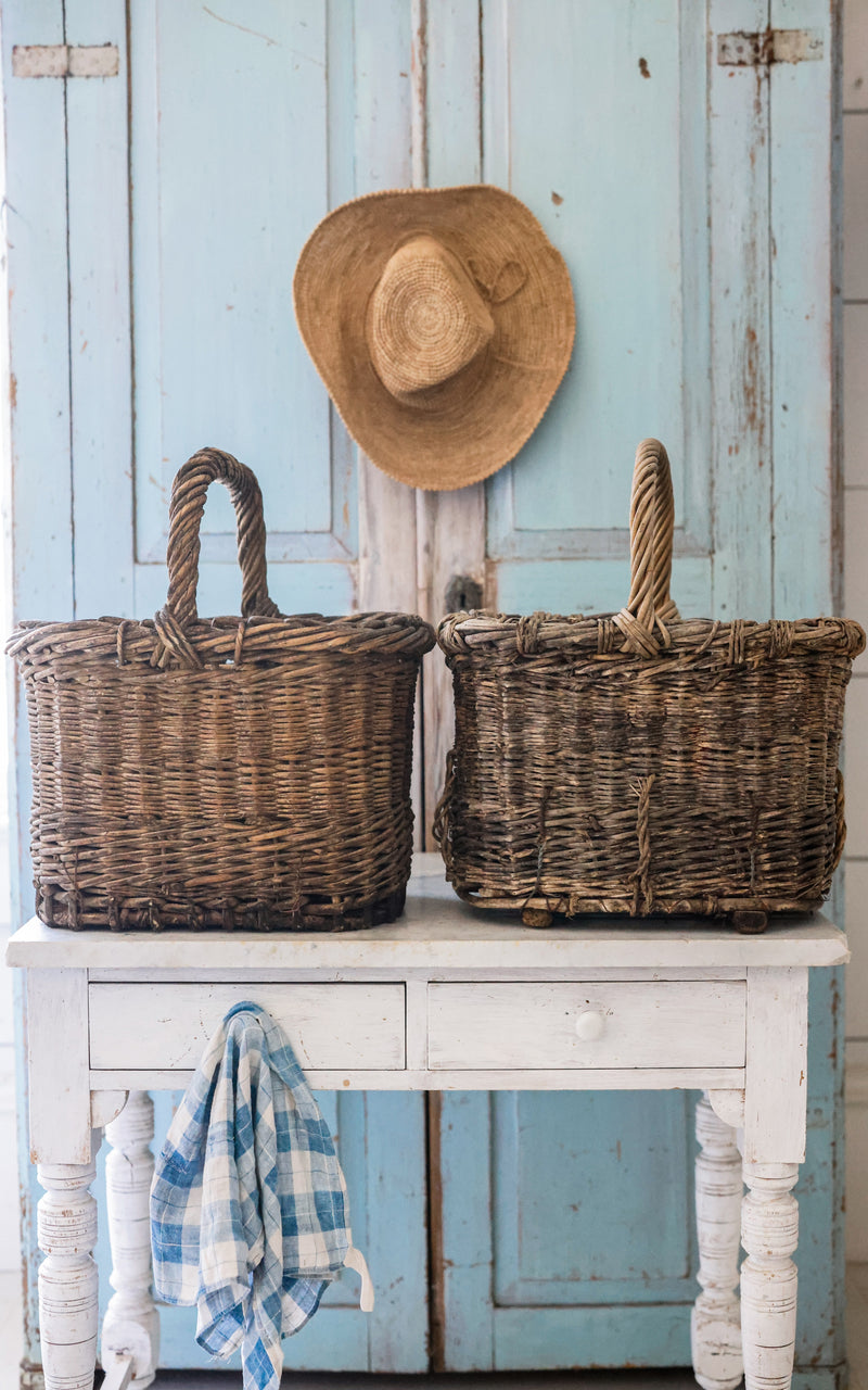 Set of Two Vintage French Champagne Baskets