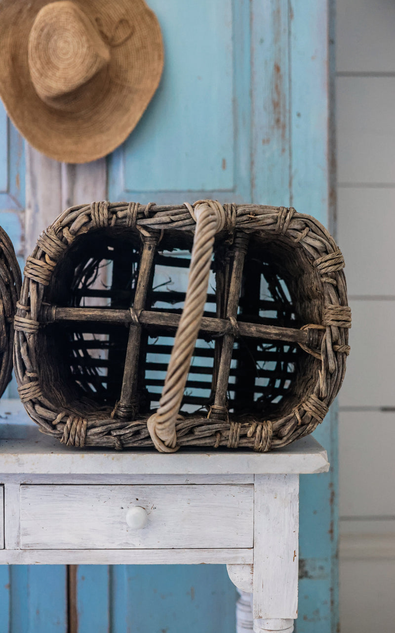 Set of Two Vintage French Champagne Baskets