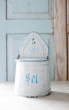 Vintage French Enamelware Salt Container