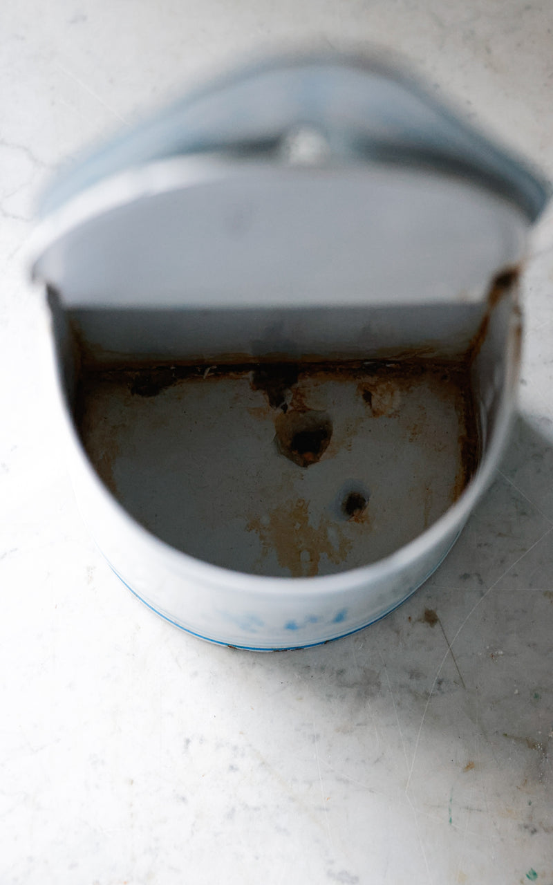 Vintage French Enamelware Salt Container