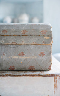 Vintage French Wallpapered Wood Box