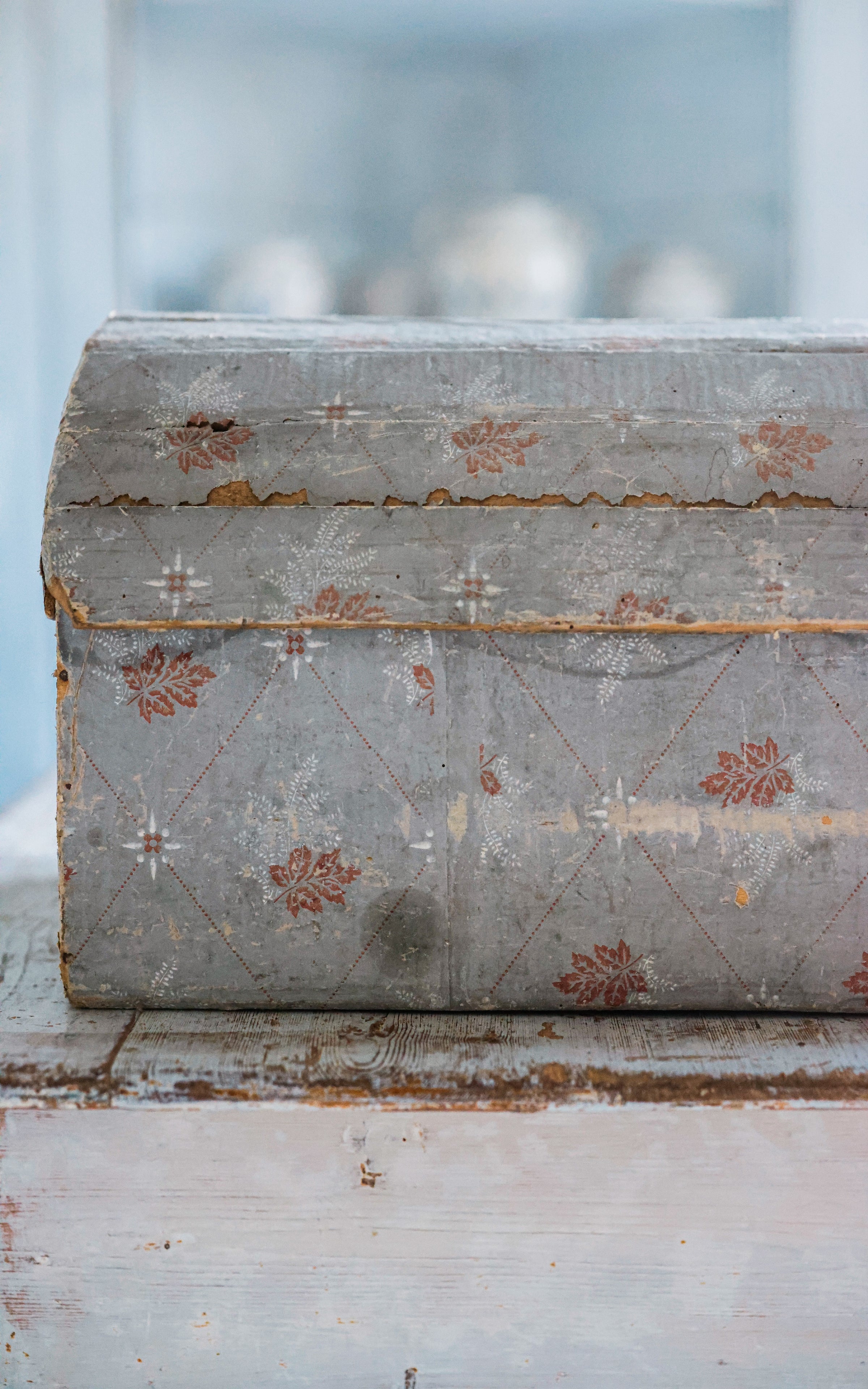 Vintage French Wallpapered Wood Box