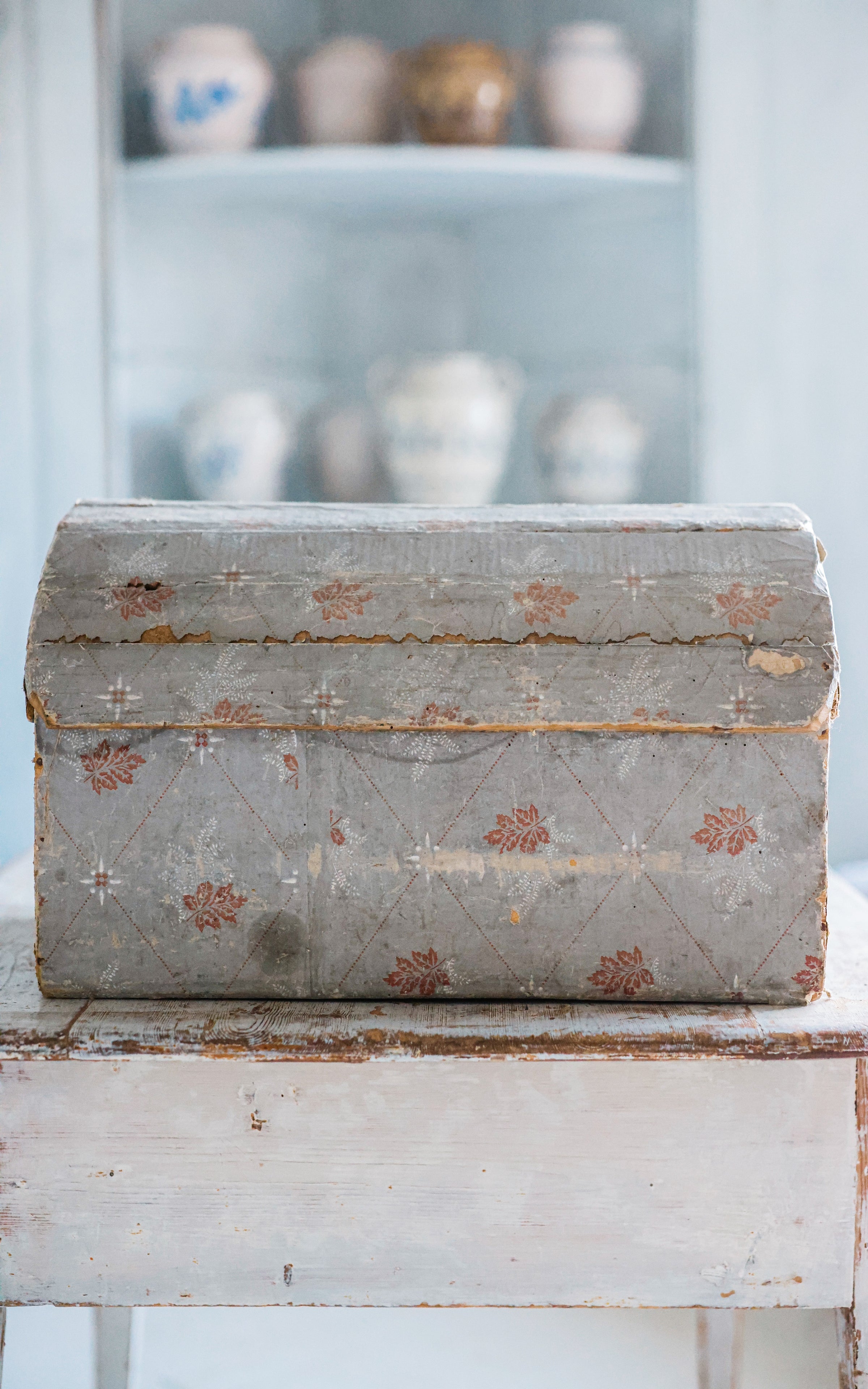 Vintage French Wallpapered Wood Box