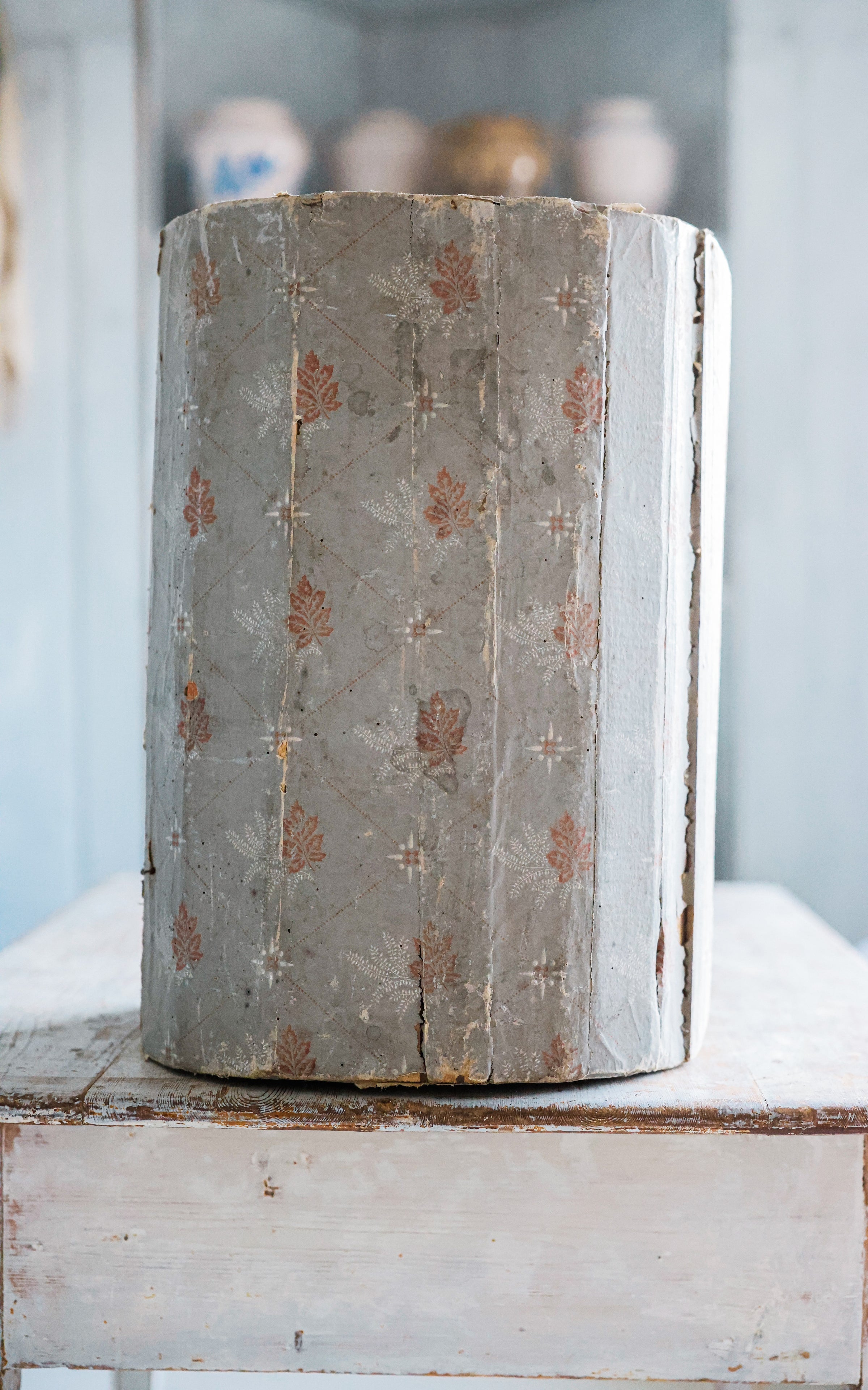 Vintage French Wallpapered Wood Box
