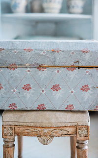 Vintage French Wallpapered Wood Box