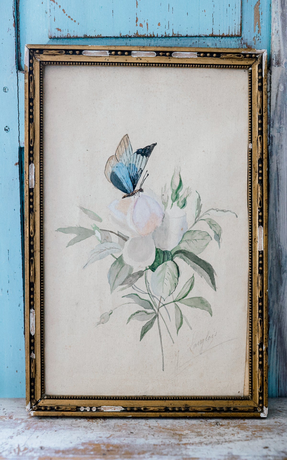 Vintage French Framed Watercolor