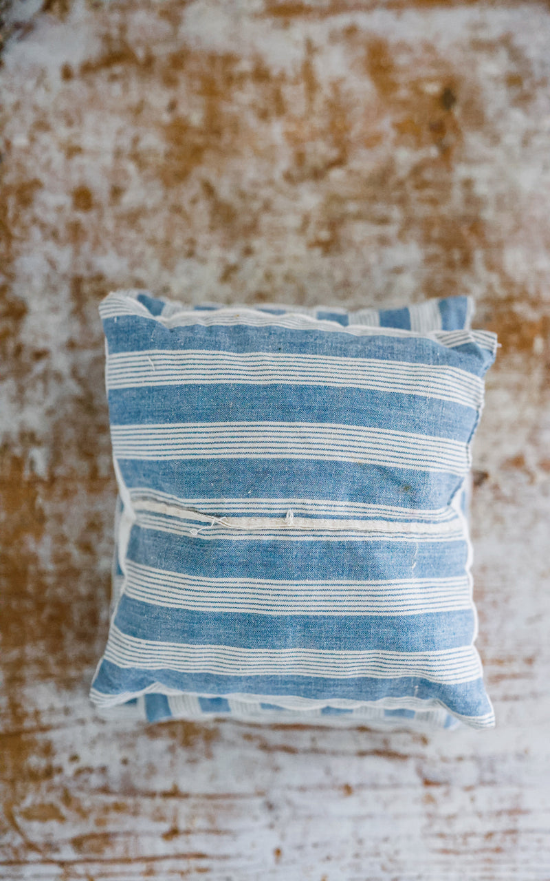 Set of Three Vintage French Ticking Lavender Pillows