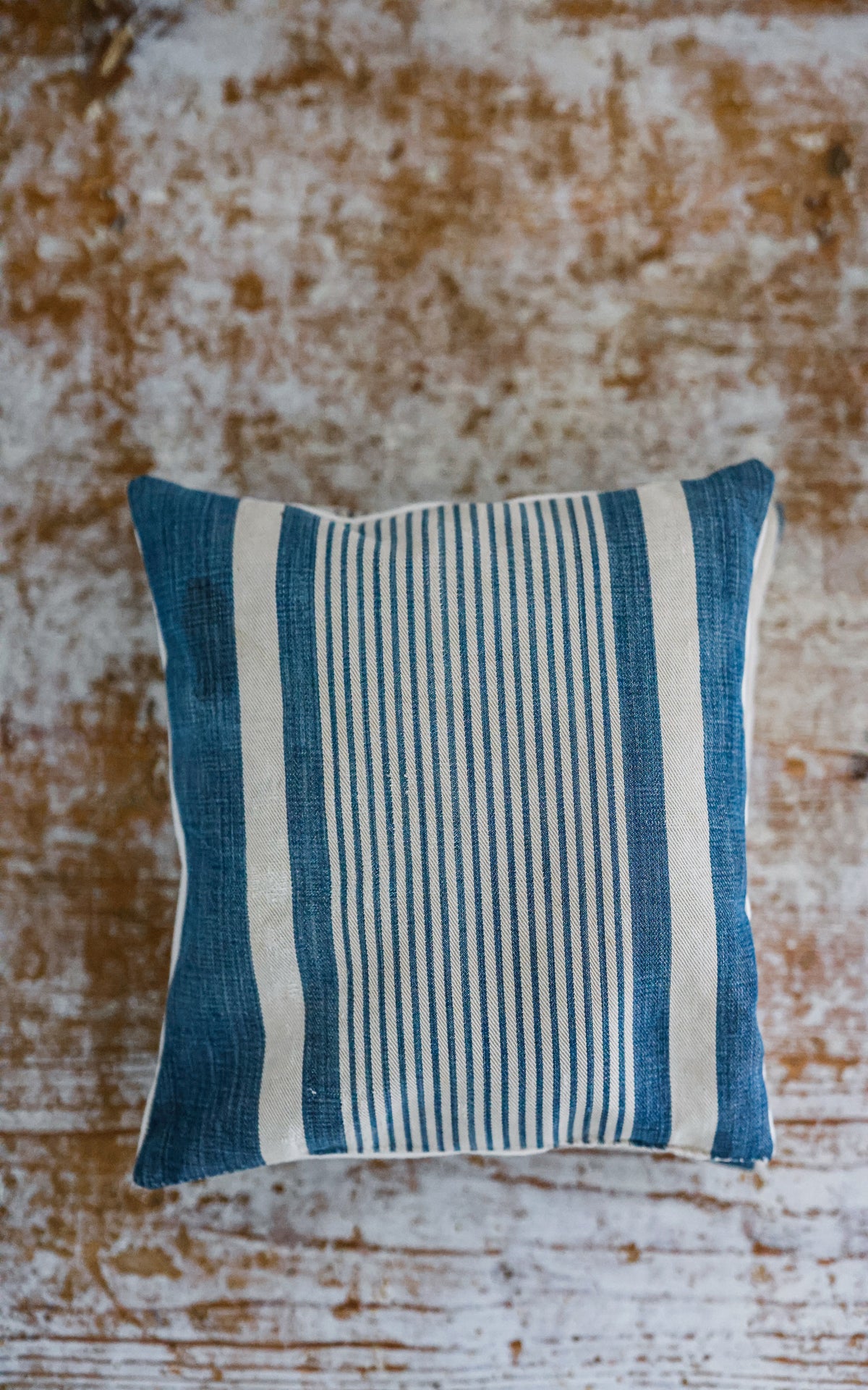 Set of Two Vintage French Ticking Lavender Pillows