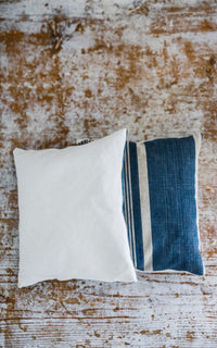 Set of Two Vintage French Ticking Lavender Pillows