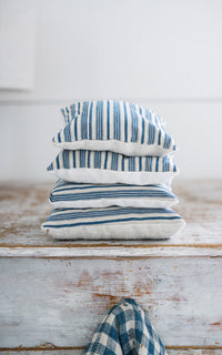 Set of Three Vintage French Ticking Lavender Pillows