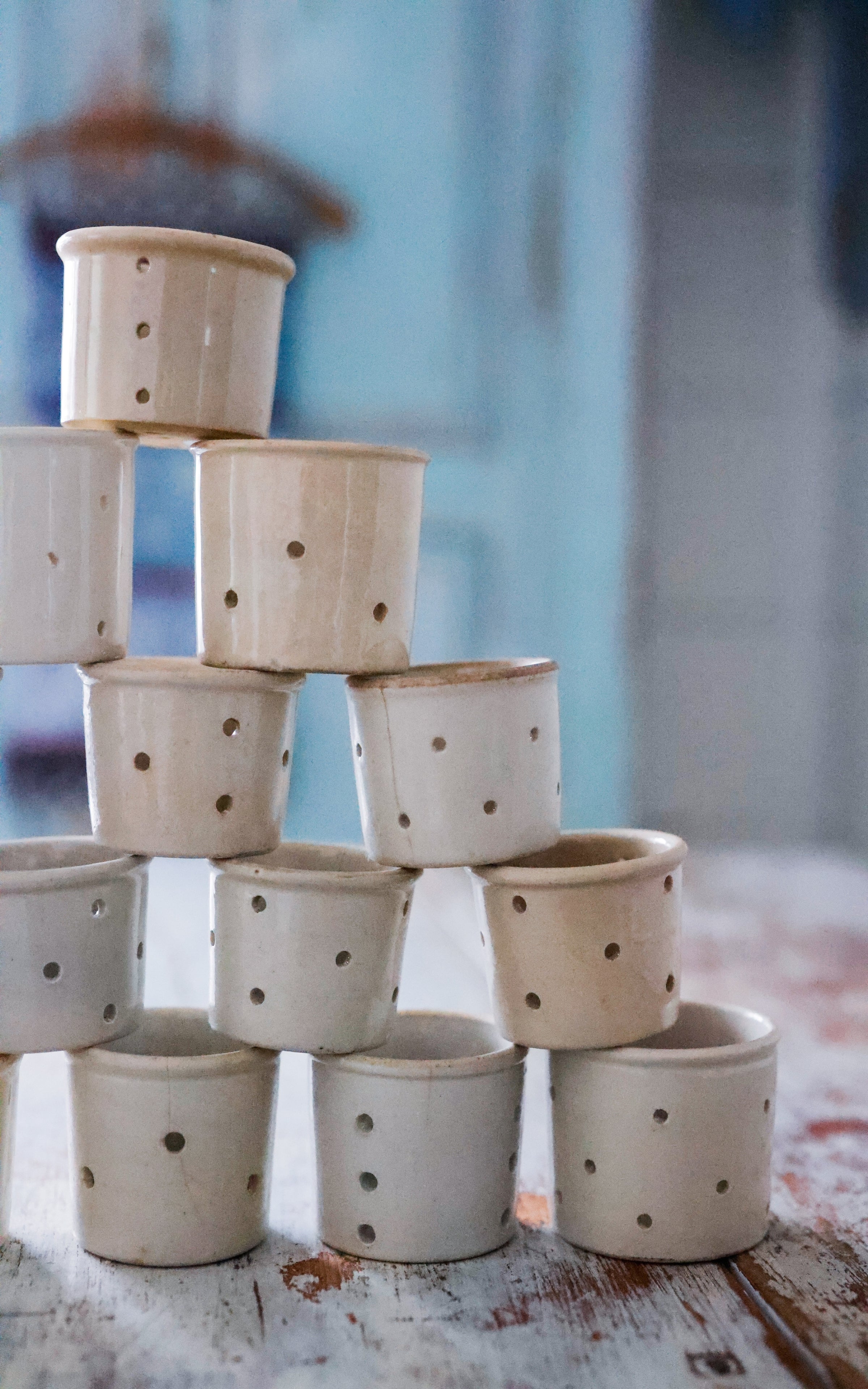 Set of 17 Vintage French Stoneware Cheese Molds