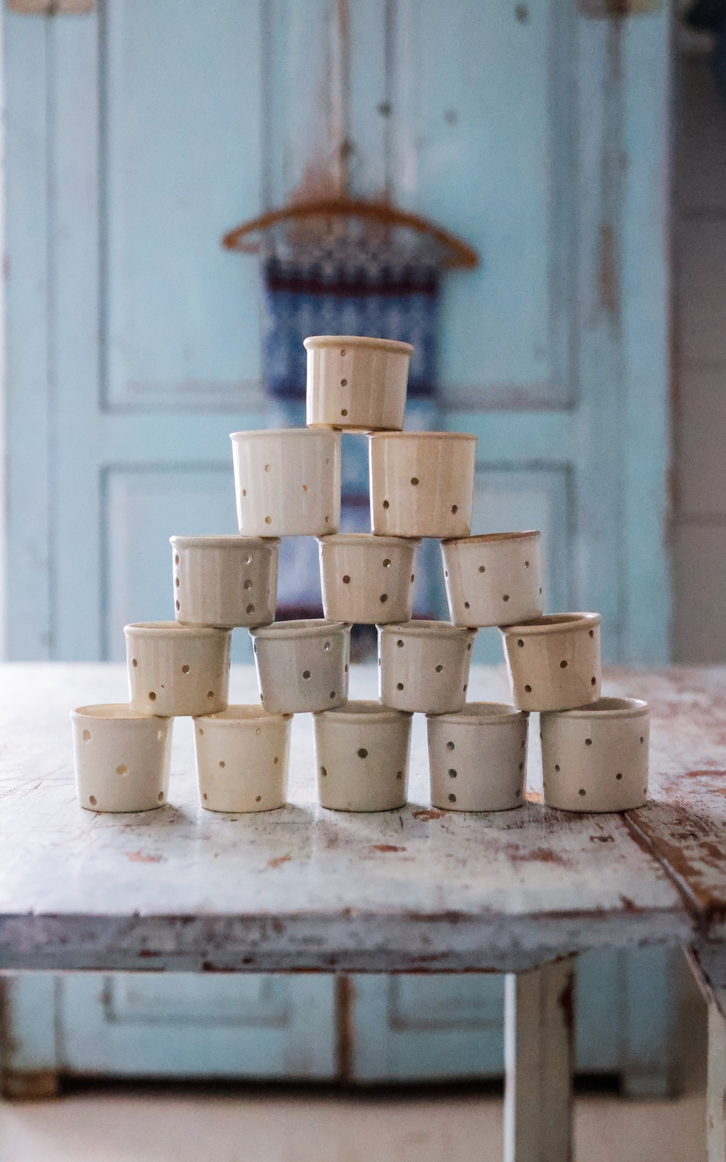 Set of 17 Vintage French Stoneware Cheese Molds