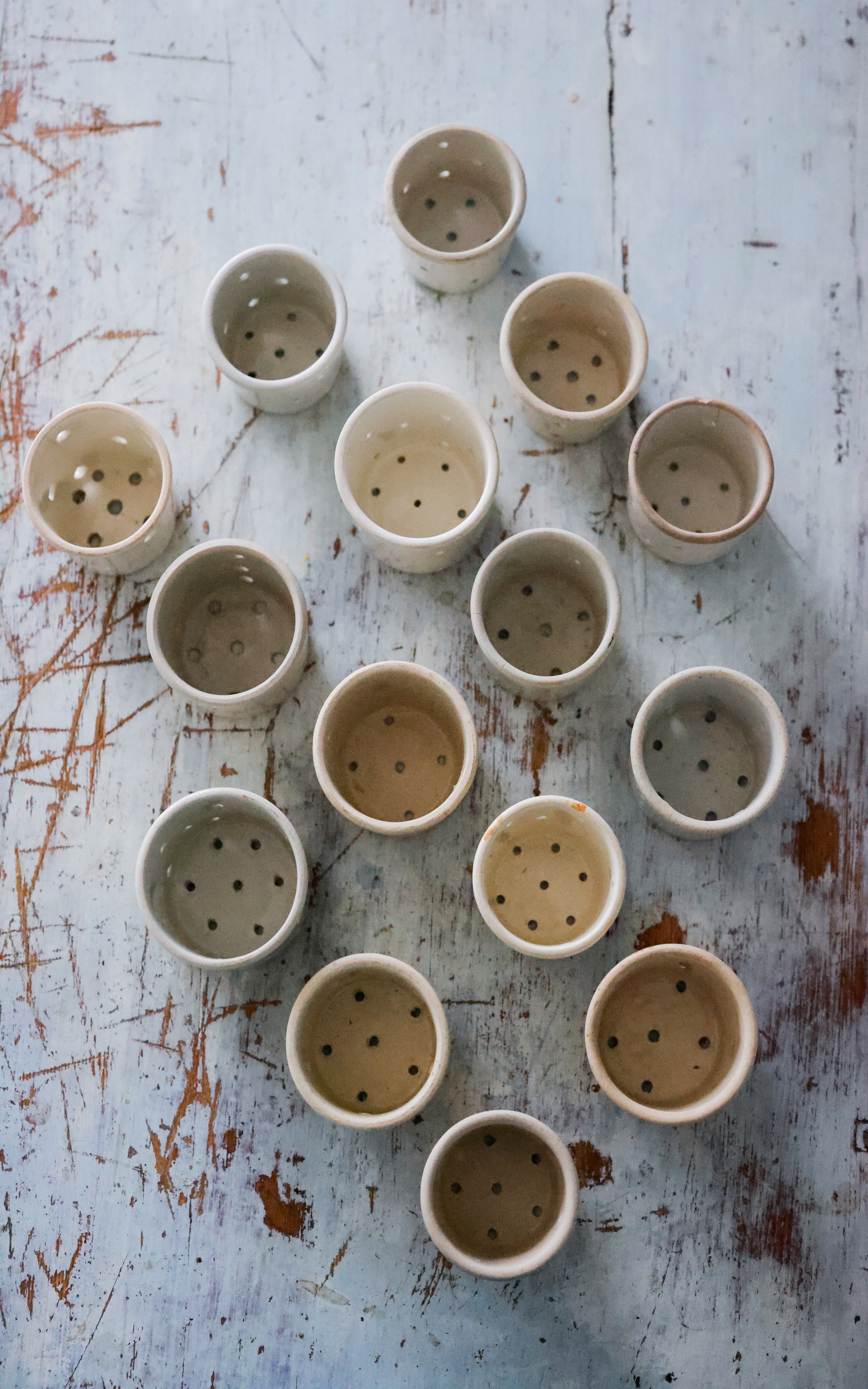 Set of 17 Vintage French Stoneware Cheese Molds