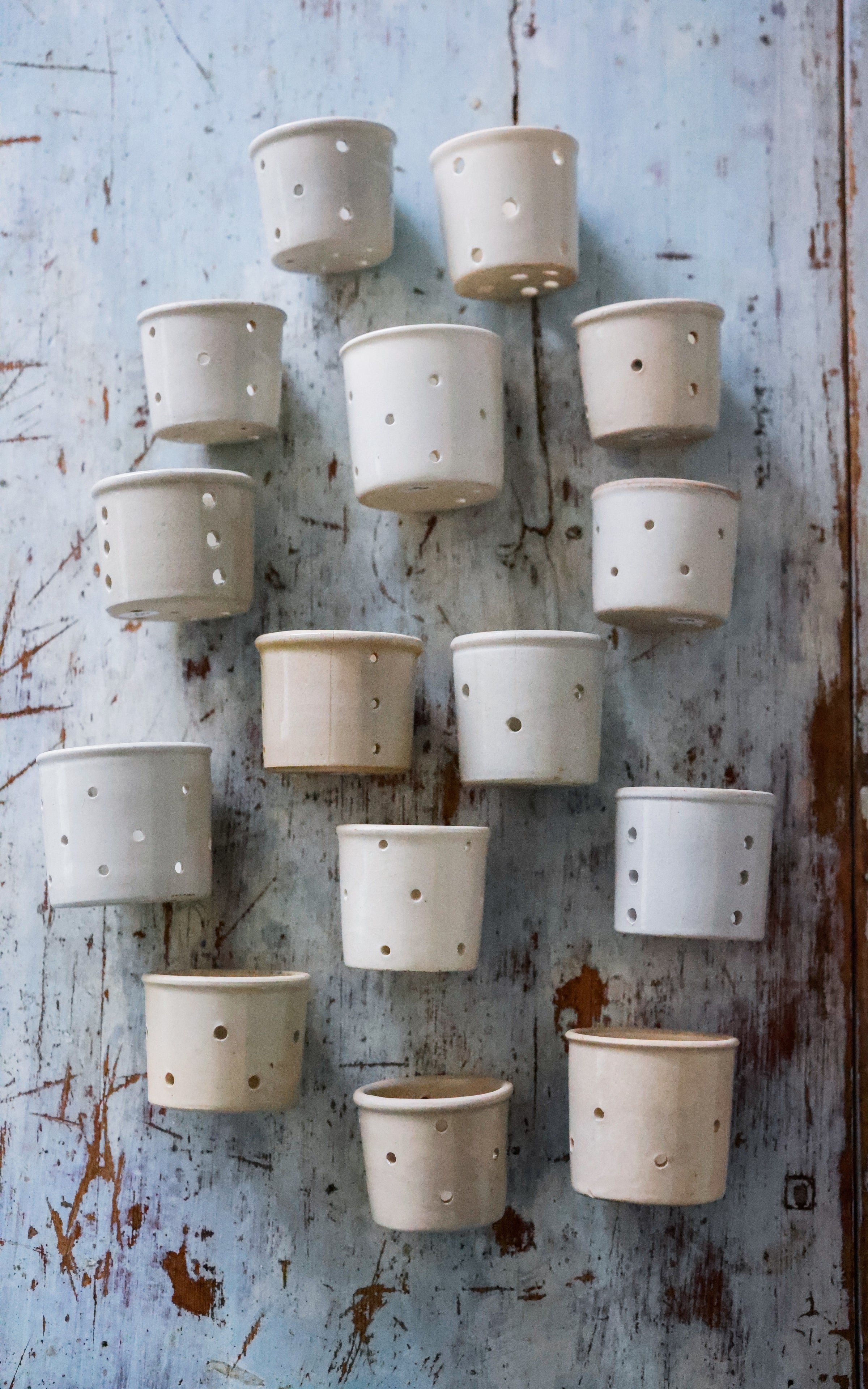 Set of 17 Vintage French Stoneware Cheese Molds