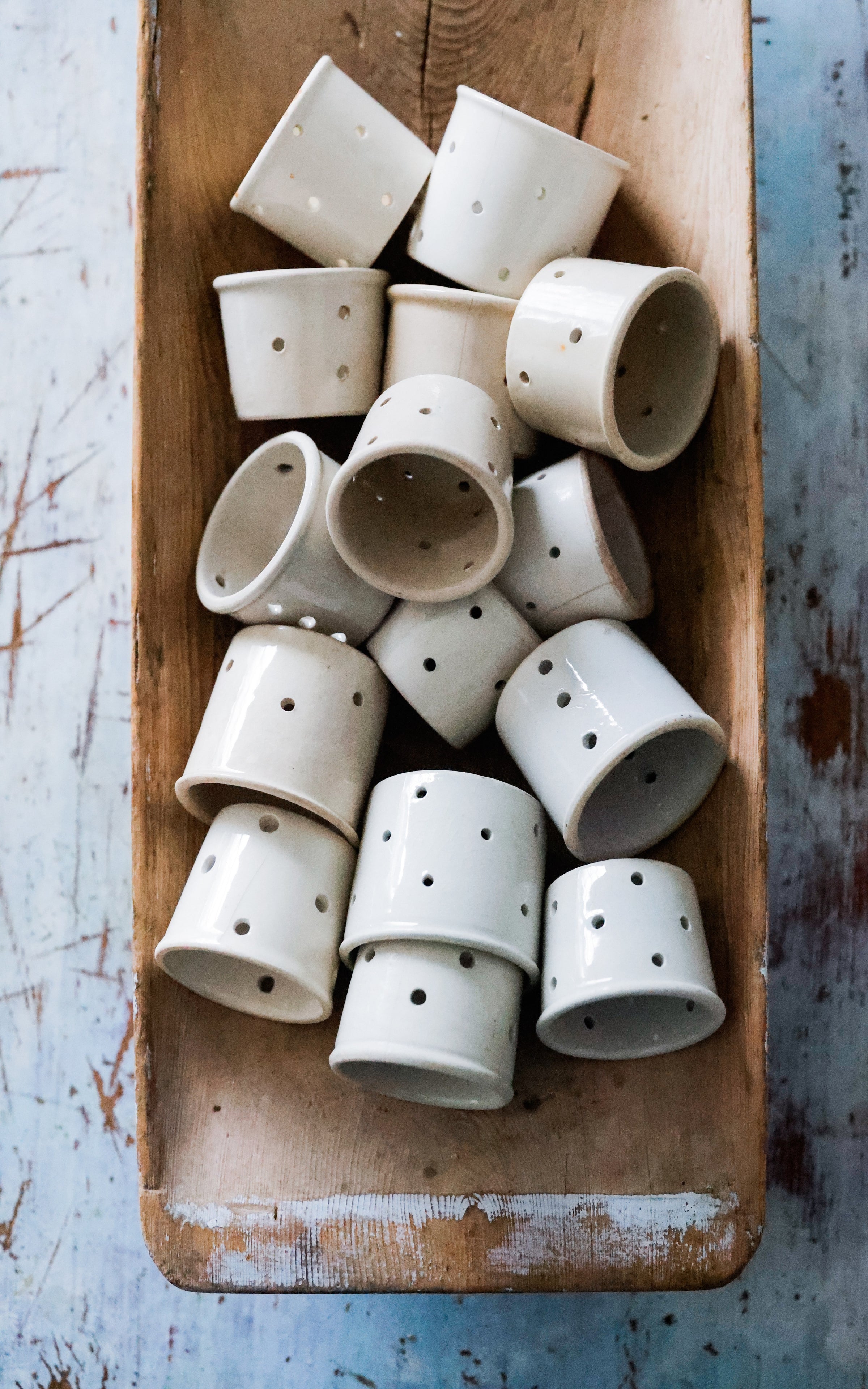 Set of 17 Vintage French Stoneware Cheese Molds