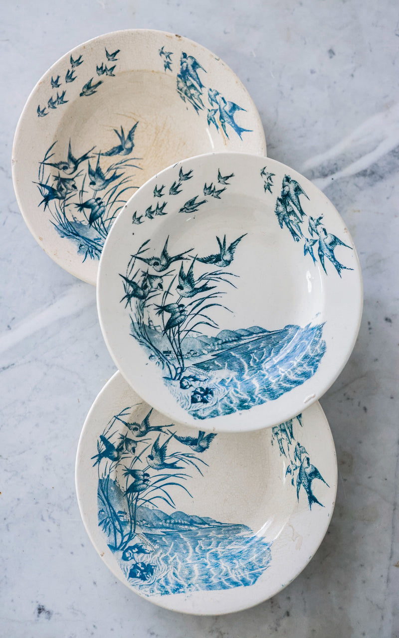 Set of Three Vintage French Stoneware Plates