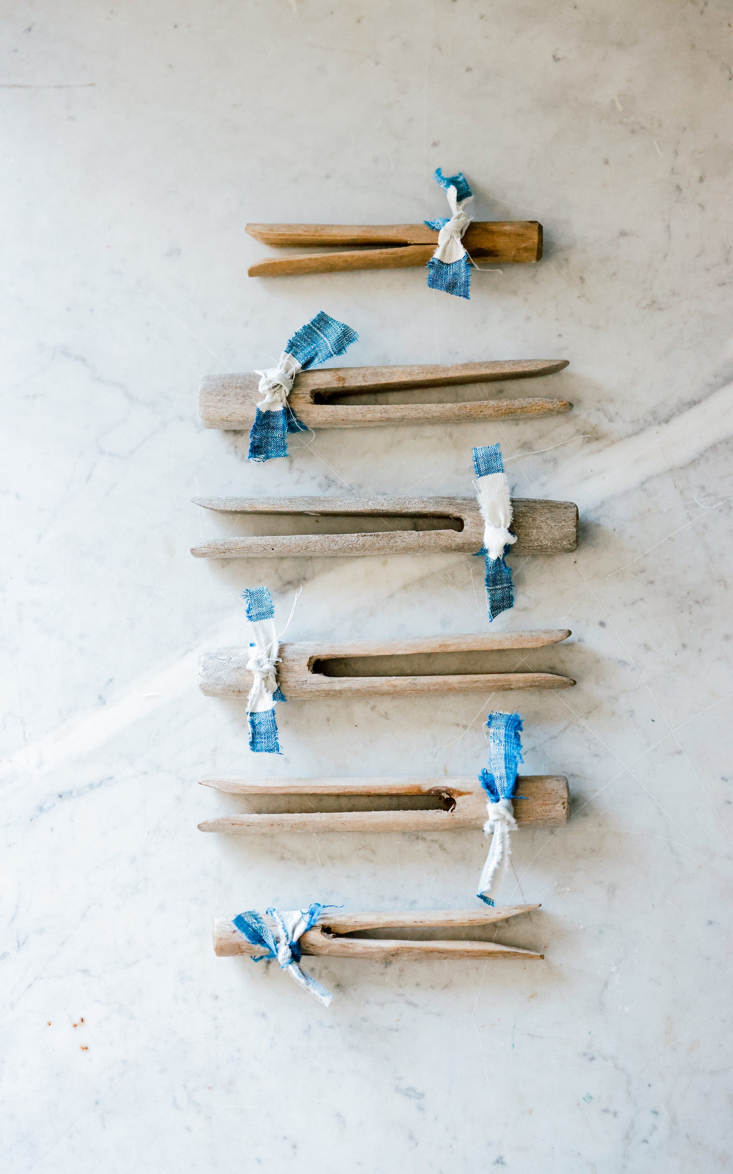 Set of Six Vintage Swedish Clothespins