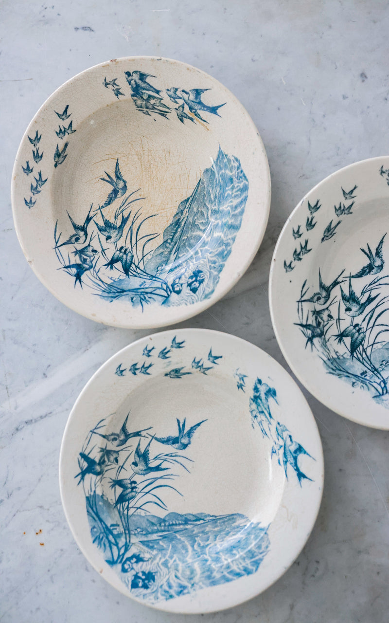 Set of Three Vintage French Stoneware Plates