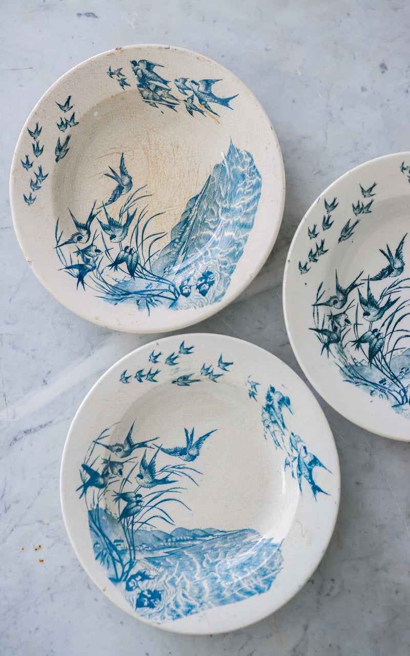 Set of Three Vintage French Stoneware Plates