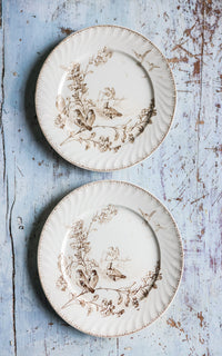Set of Two Vintage French Sepia Toned Transferware