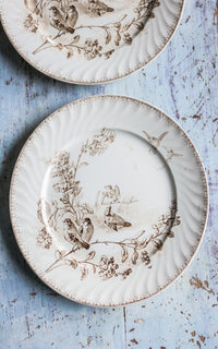 Set of Two Vintage French Sepia Toned Transferware