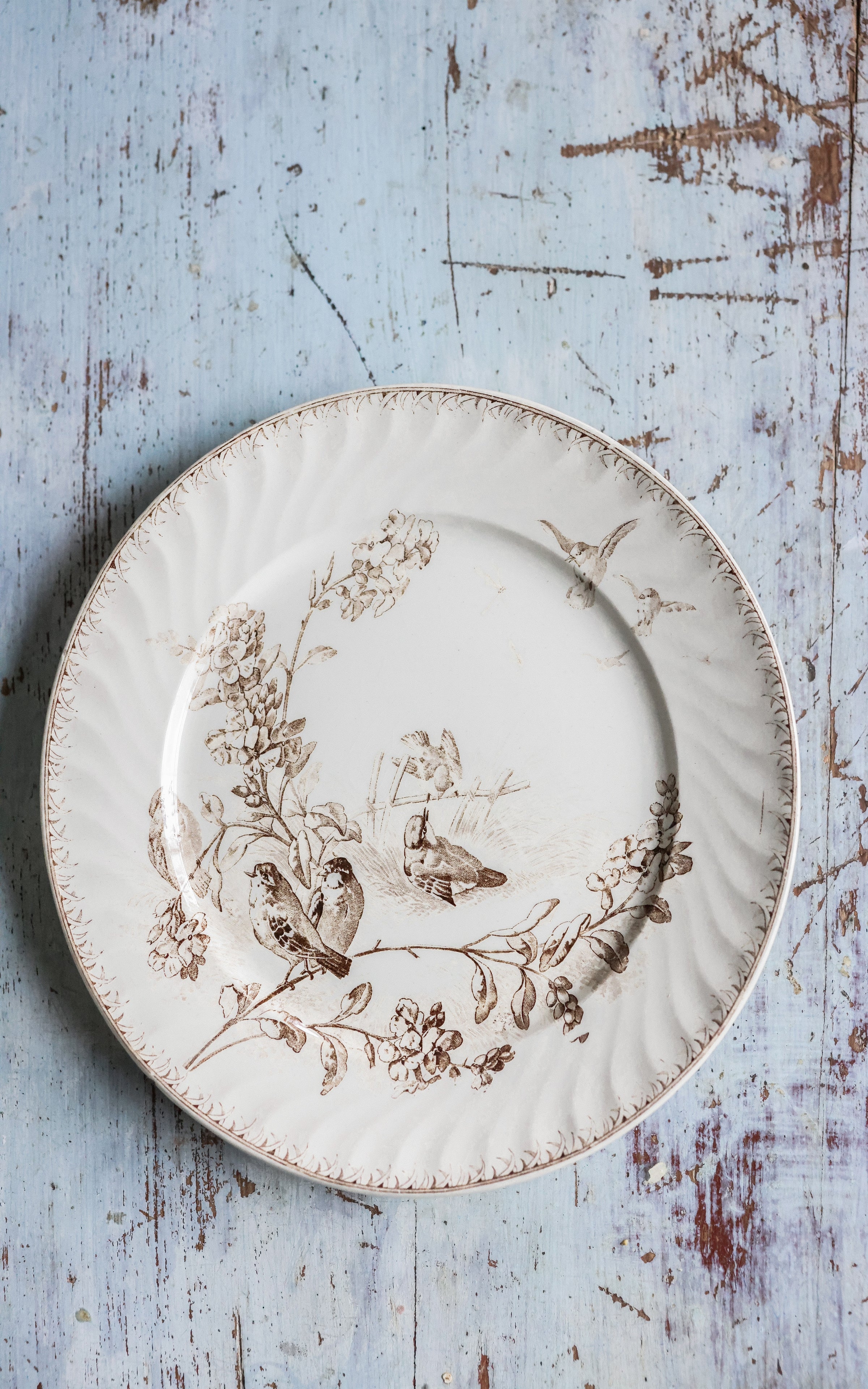 Set of Two Vintage French Sepia Toned Transferware