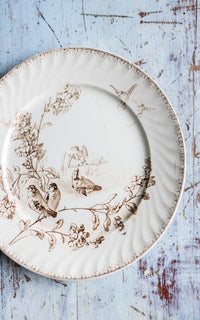 Set of Two Vintage French Sepia Toned Transferware