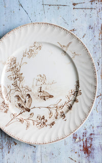Set of Two Vintage French Sepia Toned Transferware