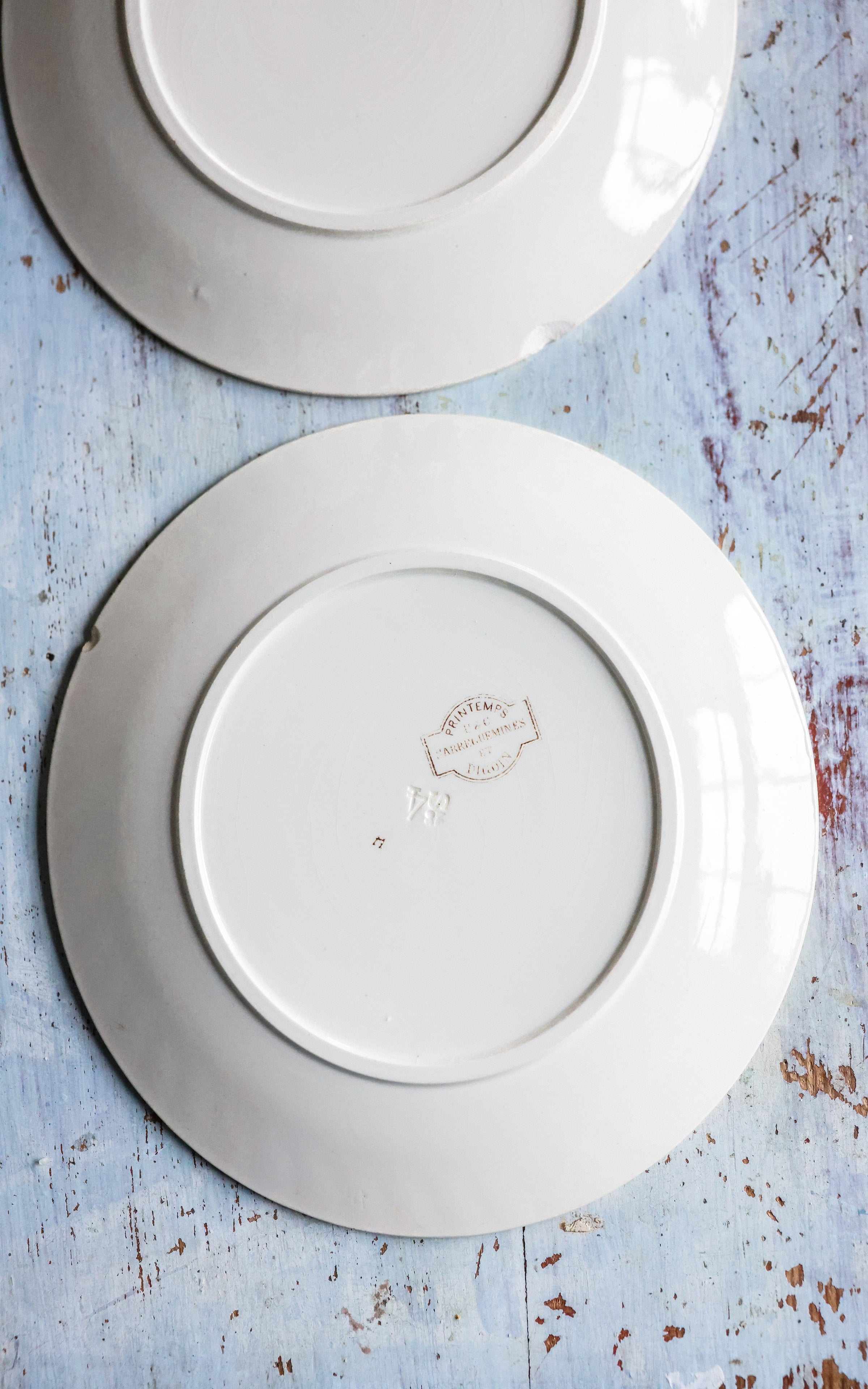 Set of Two Vintage French Sepia Toned Transferware