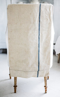Vintage European Indigo Blue Stripe Grain Sack