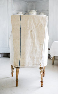 Vintage European Indigo Blue Stripe Grain Sack