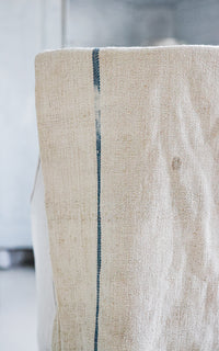 Vintage European Indigo Blue Stripe Grain Sack